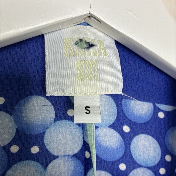 Anna Sui Silk Blue Handkerchief Geometric Kimono Sleeve Dress S - Picture 14 of 15